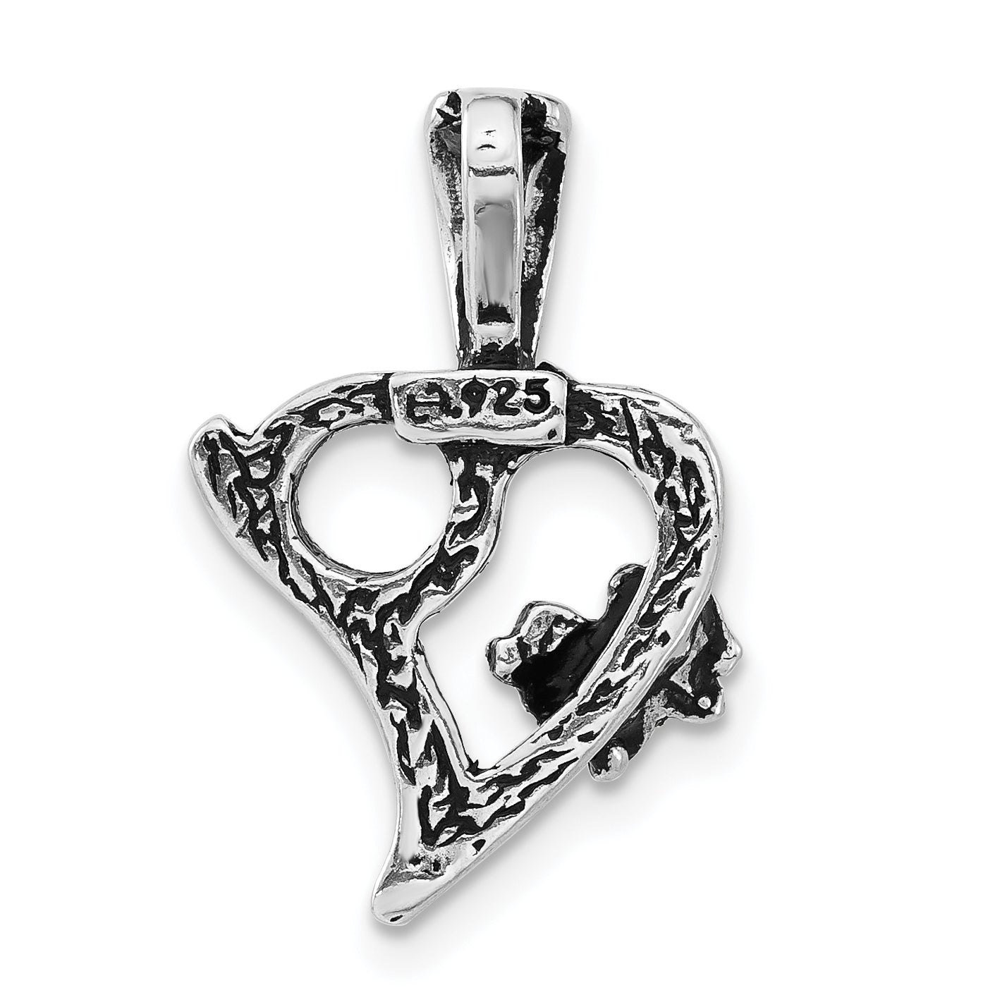 Sterling Silver Antiqued Heart Charm