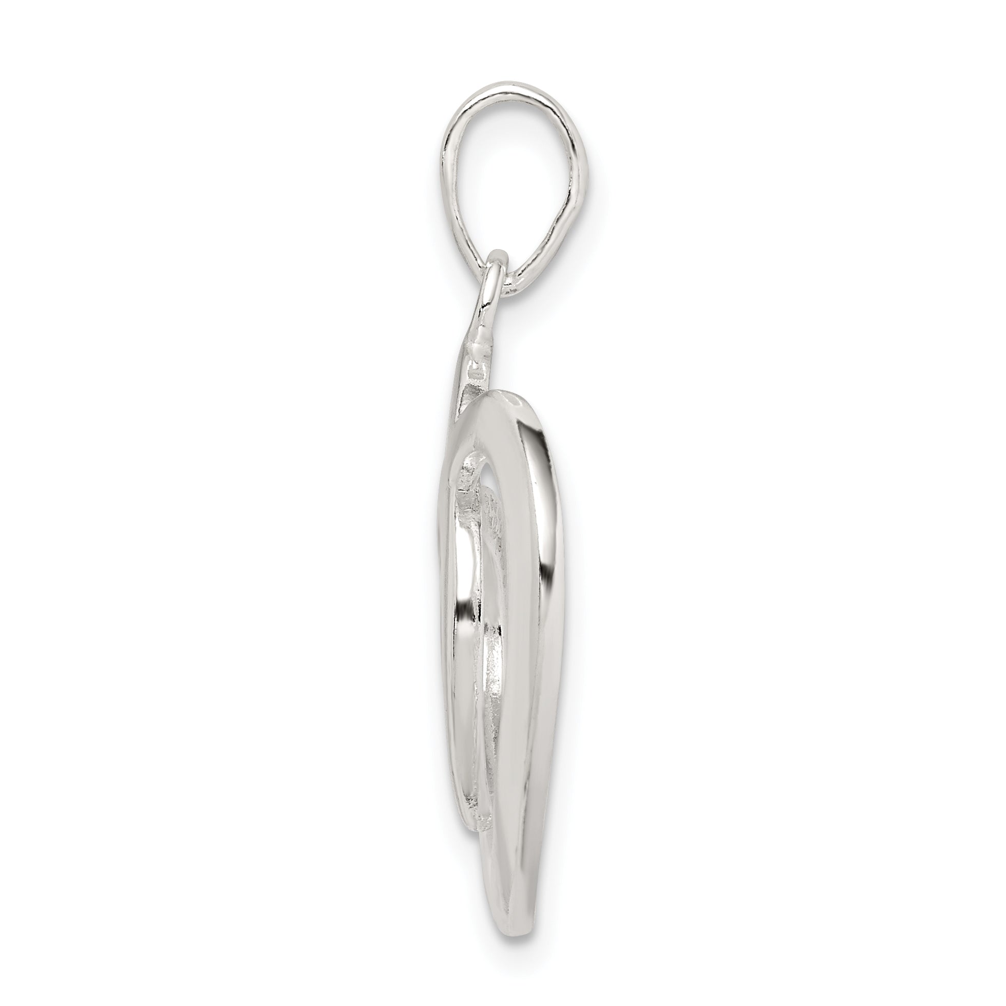 Sterling Silver 925 Heart Pendant with Polished Anti-Tarnish Finish