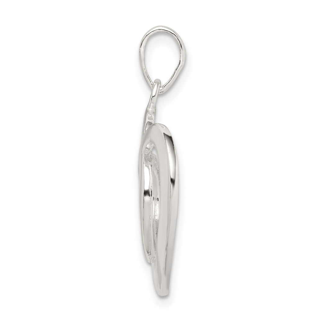 Sterling Silver 925 Heart Pendant with Polished Anti-Tarnish Finish