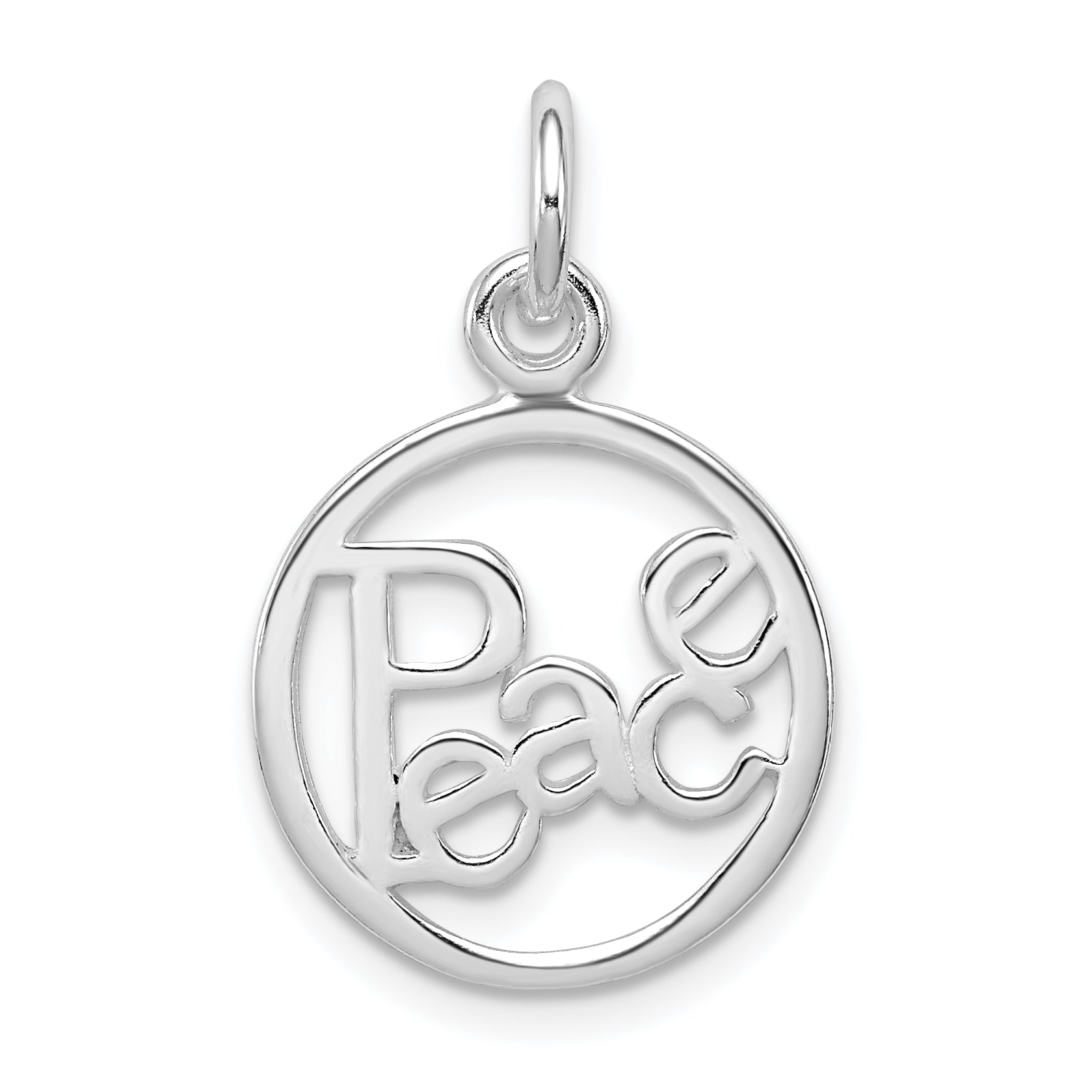 Sterling Silver Rhodium-plated Peace Circle Charm Main image