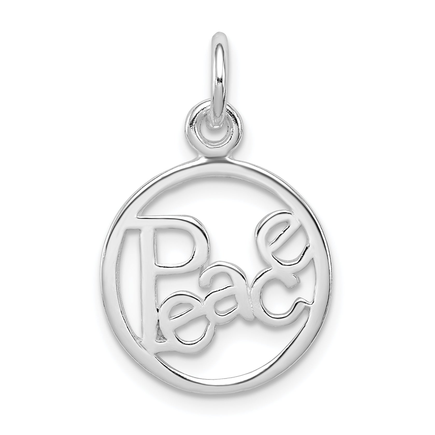 Sterling Silver Rhodium-plated Peace Circle Charm