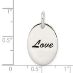 Sterling Silver 925 Love Pendant with Polished Enamel Finish