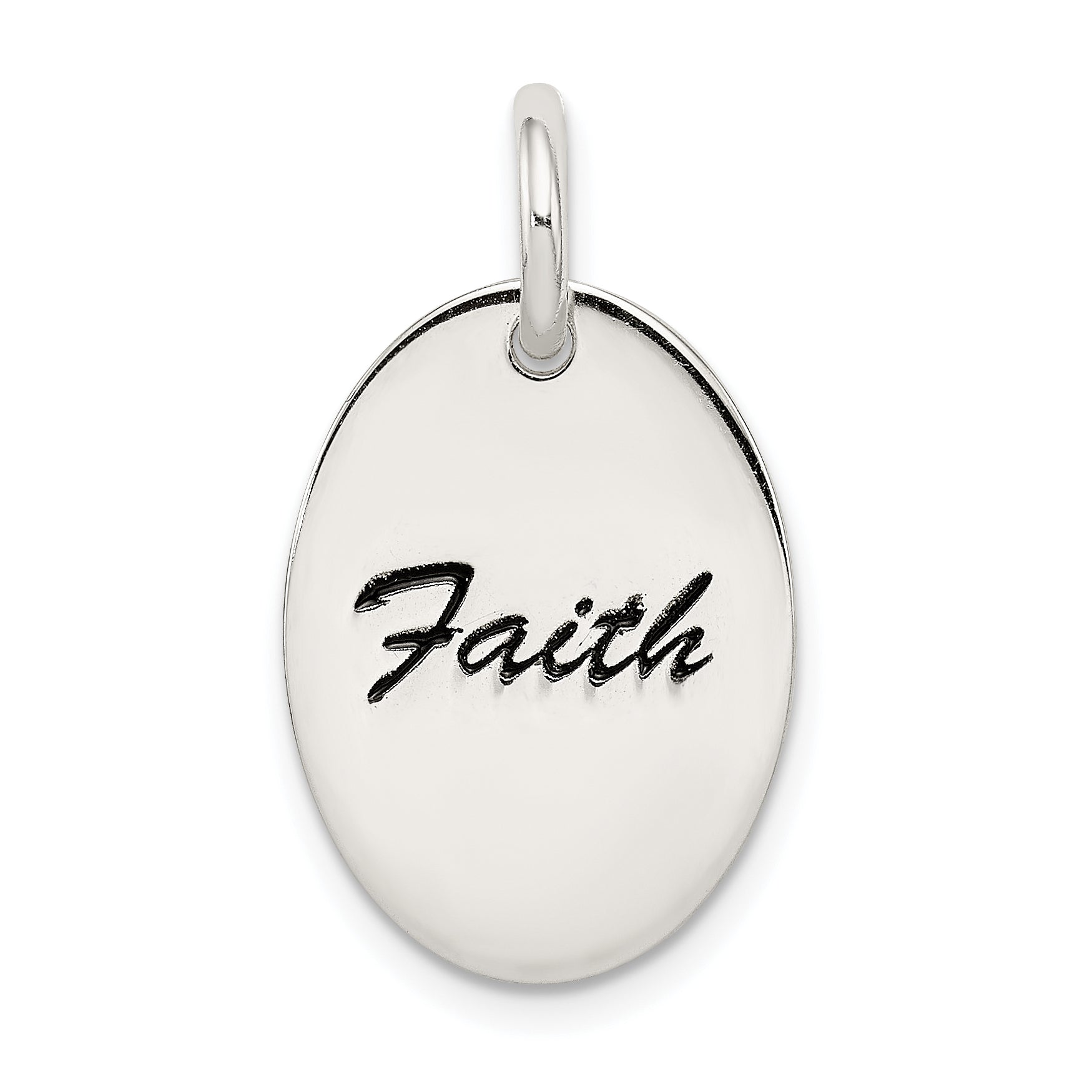 Sterling Silver Polished Enamel Faith Pendant Main image