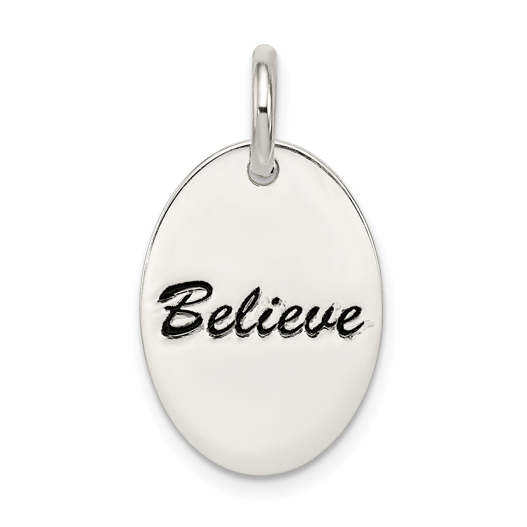 Sterling Silver Polished Enamel Believe Pendant Main image