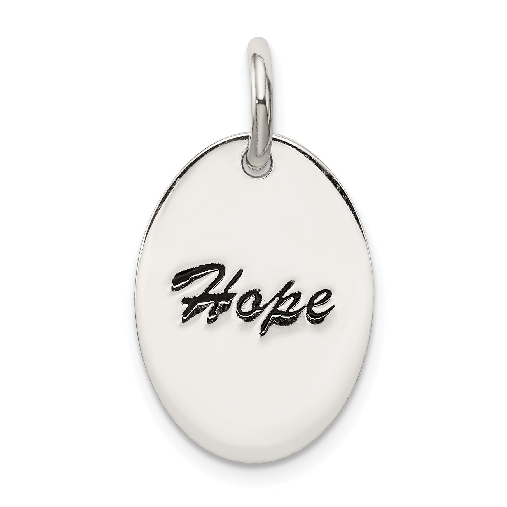 Sterling Silver Polished Enamel Hope Pendant Main image