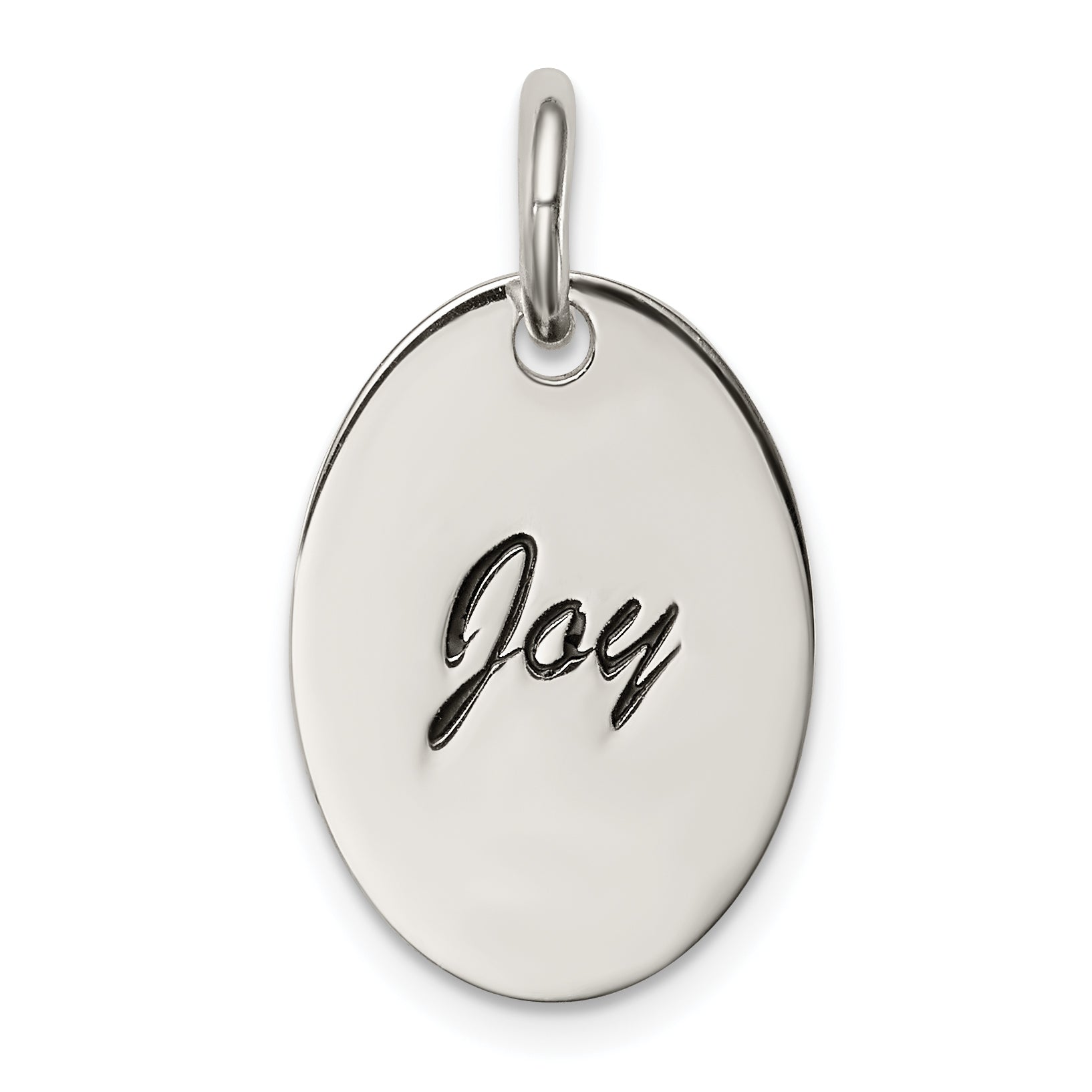 Sterling Silver Polished Enamel Joy Pendant