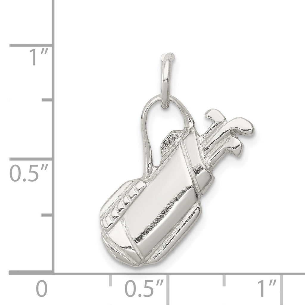 Sterling Silver 925 Men's Golf Bag Charm Polished Anti-Tarnish