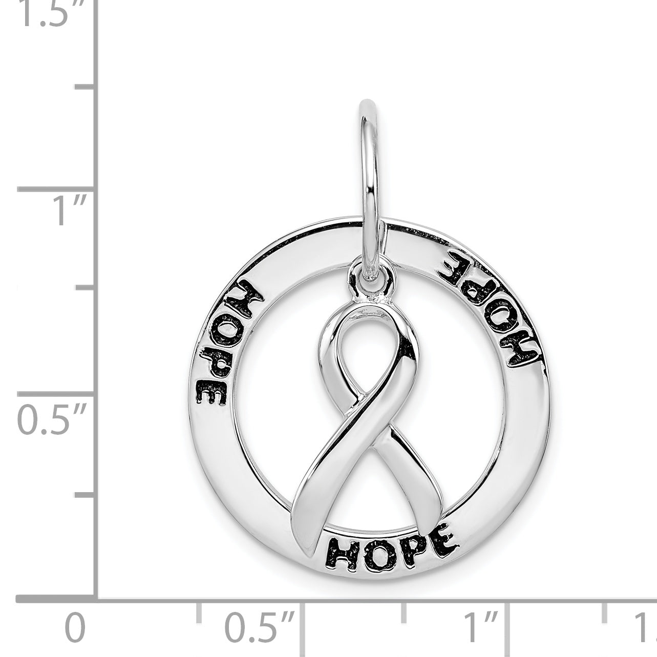 Sterling Silver 925 Cancer Awareness Hope Pendant Polished Finish