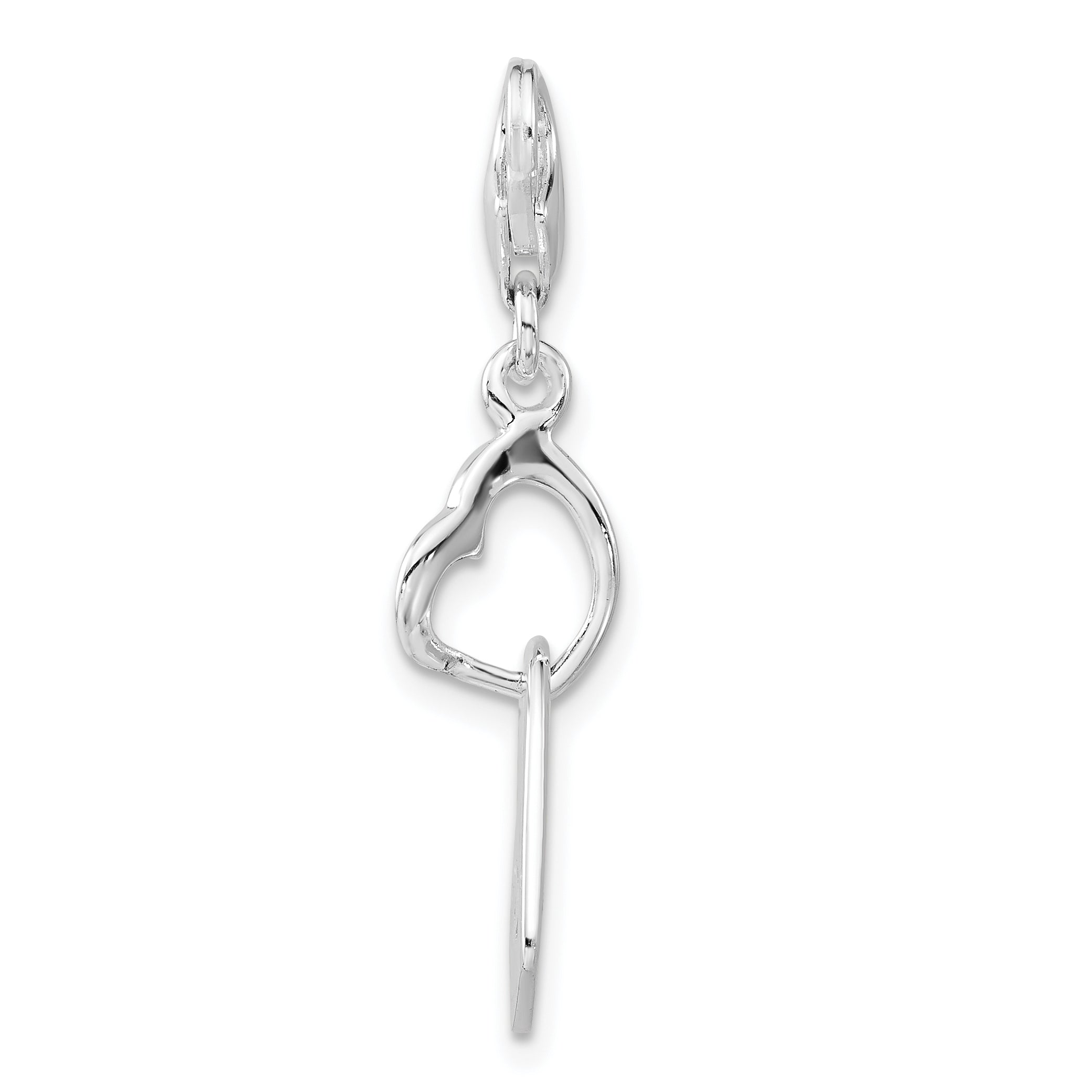 Sterling Silver 925 Heart Charm with Polished Finish for Women