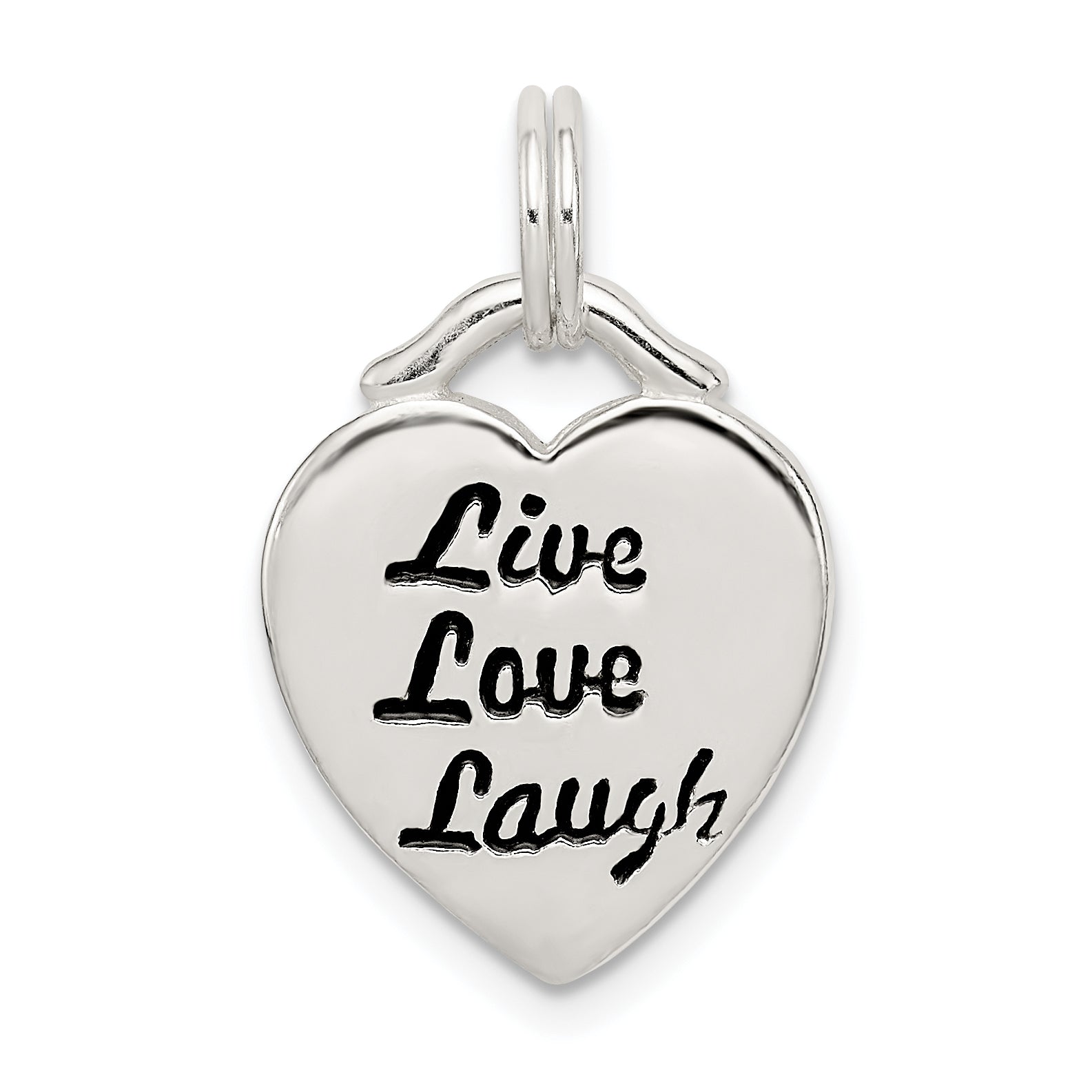 Sterling Silver LIVE LAUGH LOVE Heart Pendant Main image