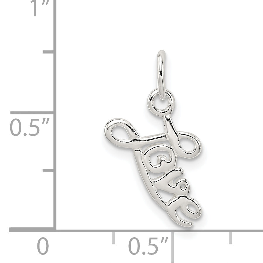 Sterling Silver 925 Love Pendant with Polished Anti-Tarnish Finish