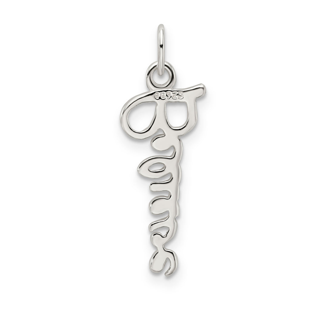 Sterling Silver 925 Believe Pendant with Polished Anti-Tarnish Finish