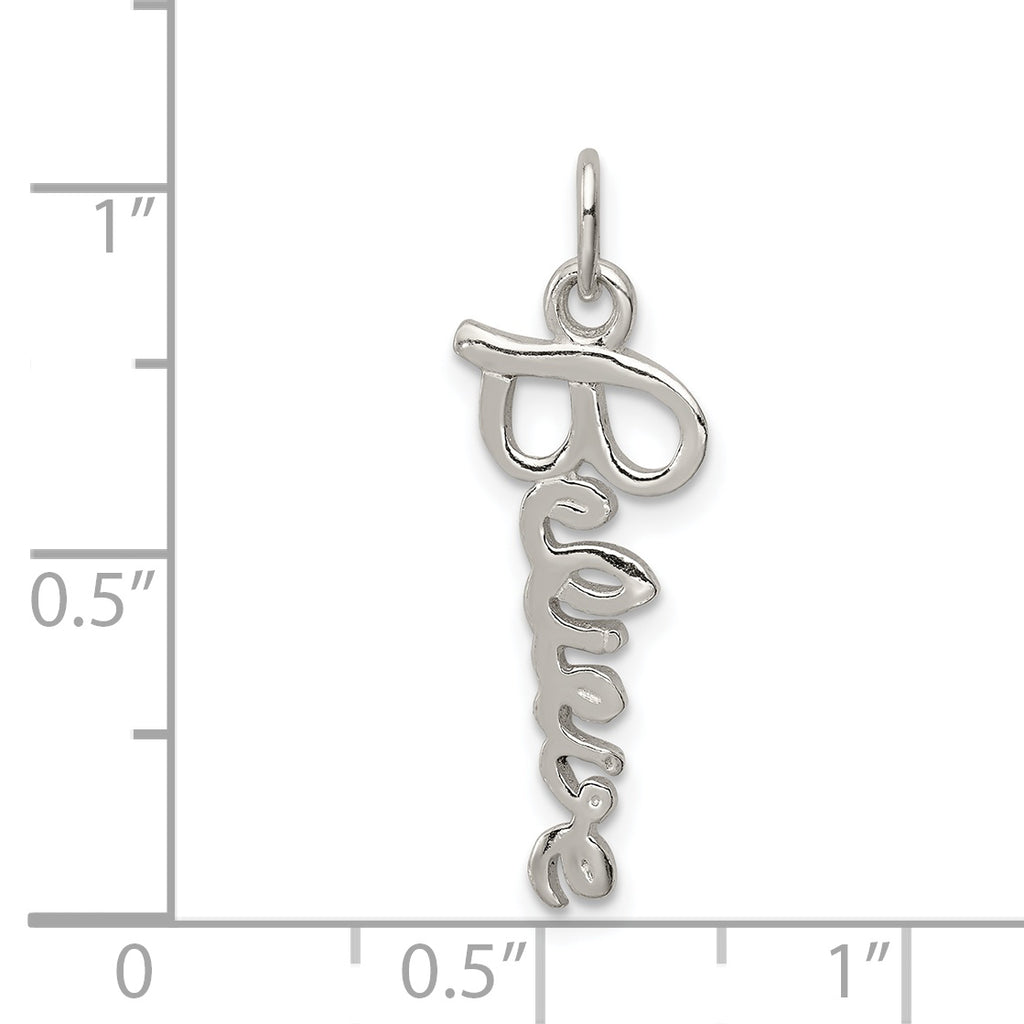 Sterling Silver 925 Believe Pendant with Polished Anti-Tarnish Finish