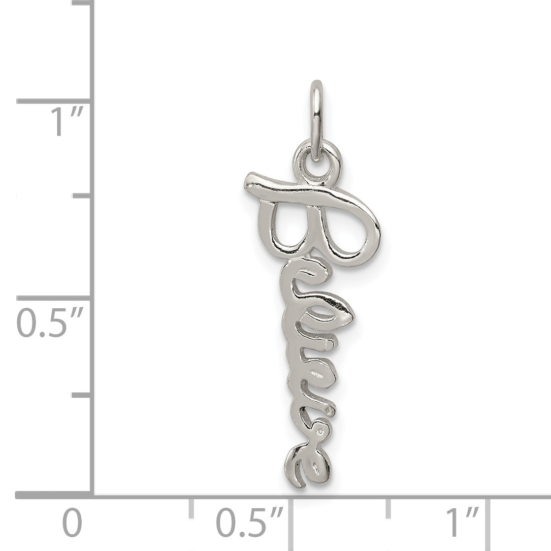Sterling Silver 925 Believe Pendant with Polished Anti-Tarnish Finish