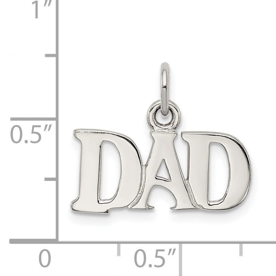 Sterling Silver Rhodium-Plated Dad Charm for Men Polished Finish