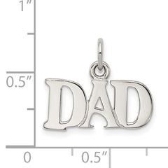 Sterling Silver Rhodium-Plated Dad Charm for Men Polished Finish