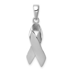 Sterling Silver Rhodium-plated Cancer Awareness Ribbon Charm