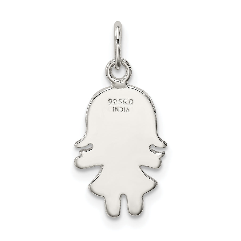925 Sterling Silver Enameled Girl Charm with Polished Anti-Tarnish Finish