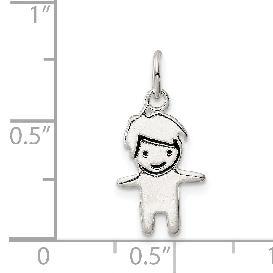 Sterling Silver 925 Enameled Boy Charm with Polished Anti-Tarnish Finish