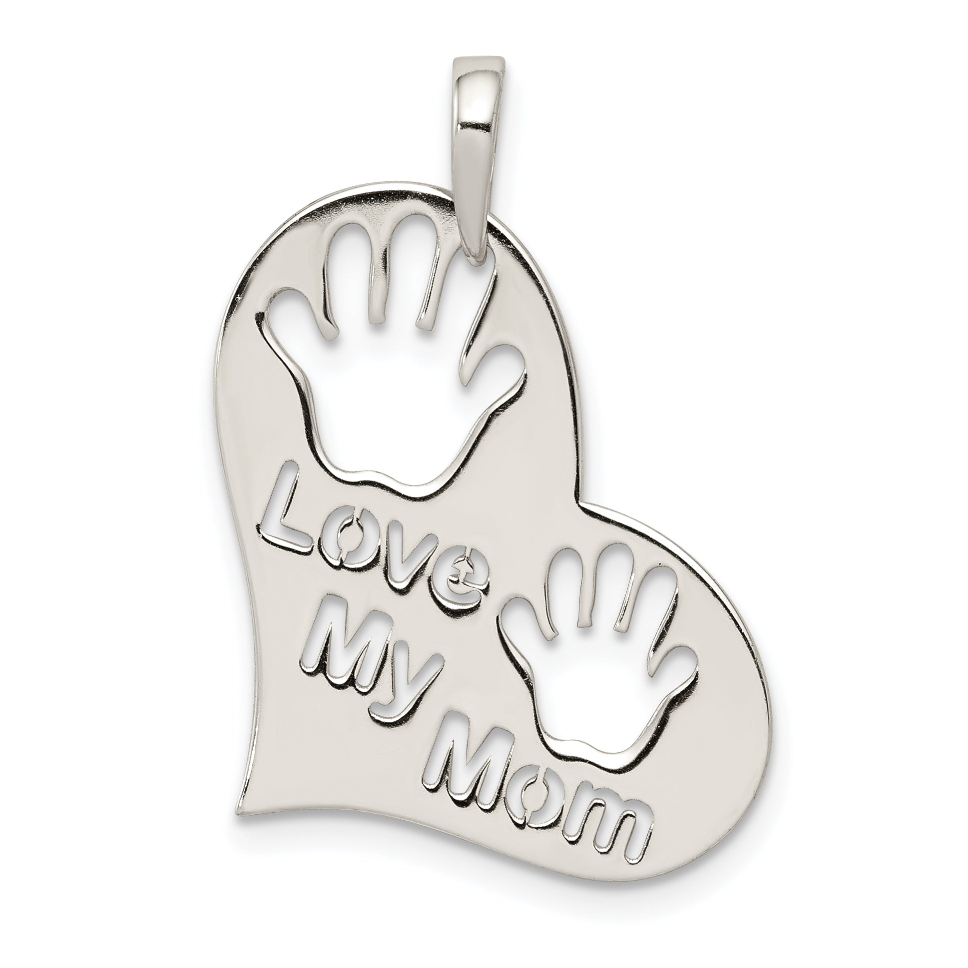 Sterling Silver Polished Love My Mom Heart Pendant Main image
