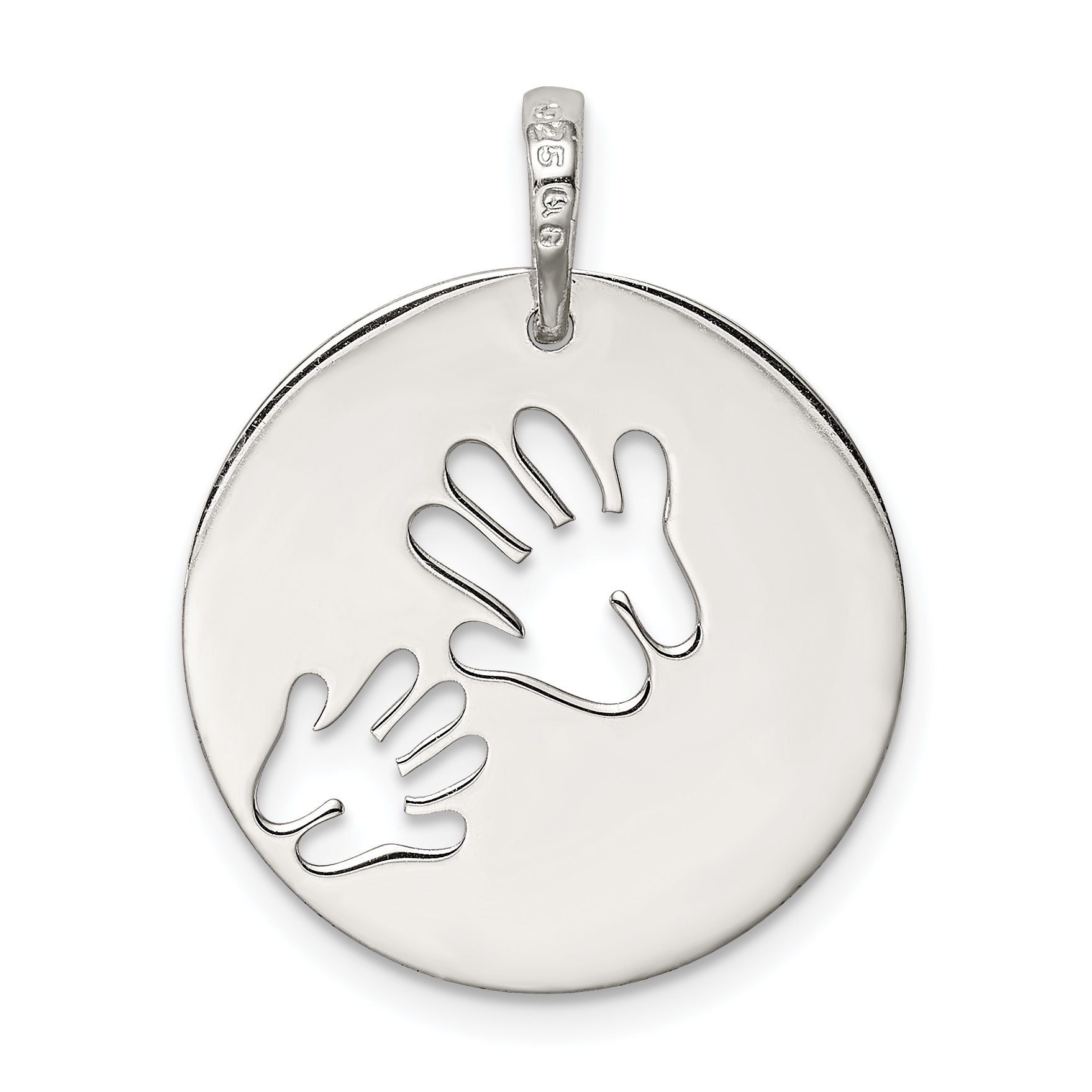 Sterling Silver 925 Love You Mom Polished Pendant with Anti-Tarnish Finish