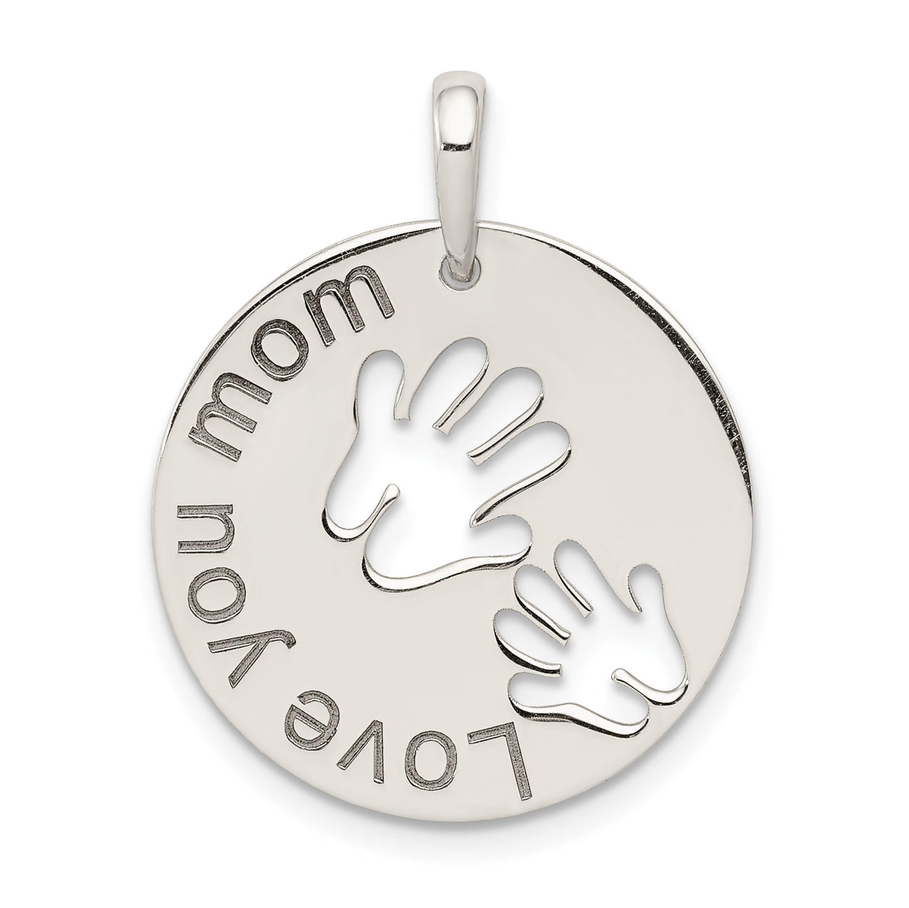 Sterling Silver Polished Love You Mom Pendant Main image