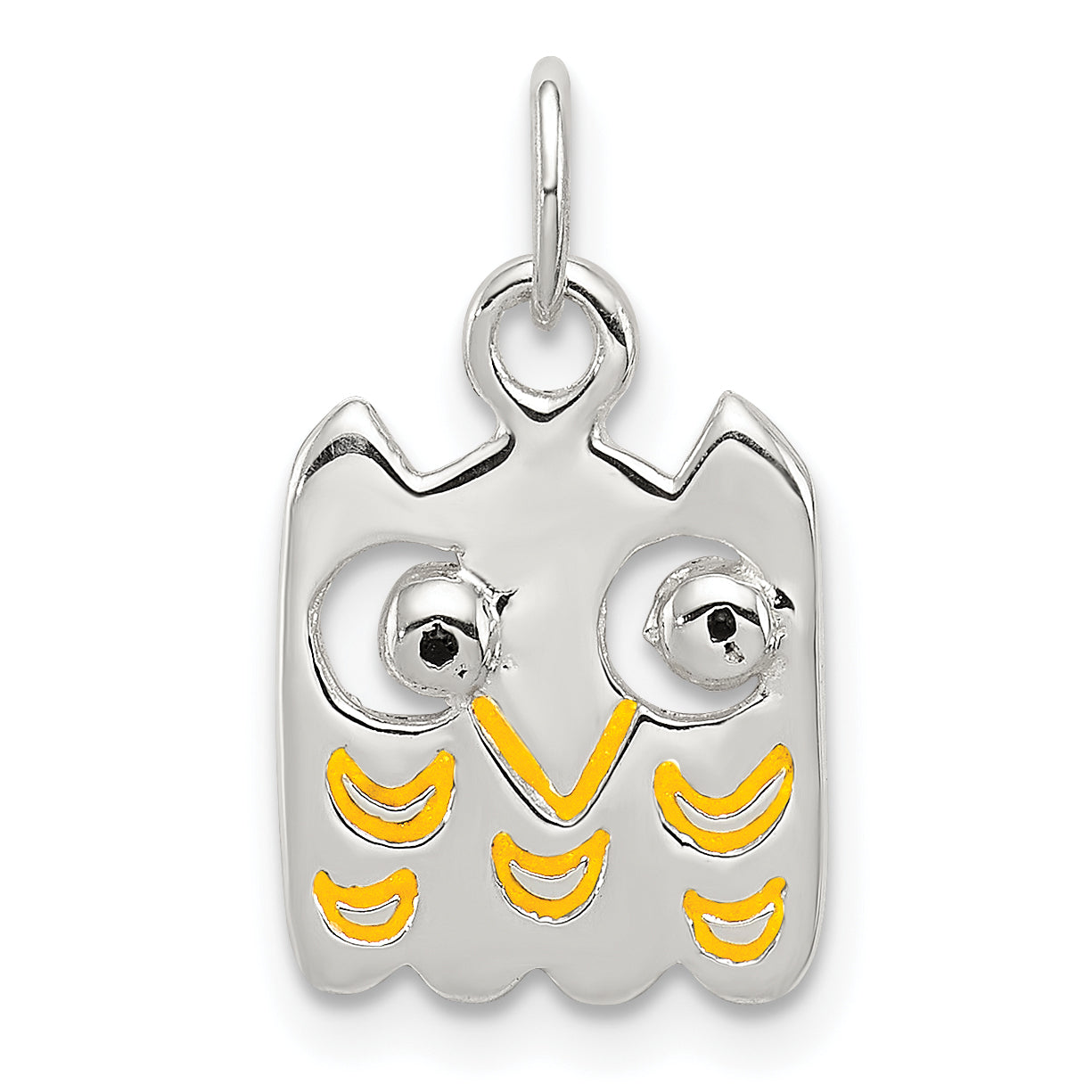 Sterling Silver Yellow Enameled Owl Charm Main image