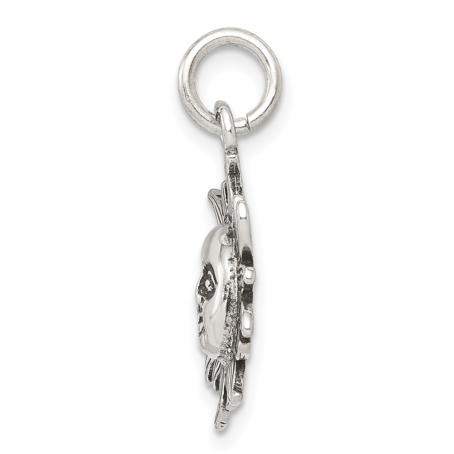 Antiqued 925 Sterling Silver Men's Sun Charm Pendant Vintage Style Secondary image