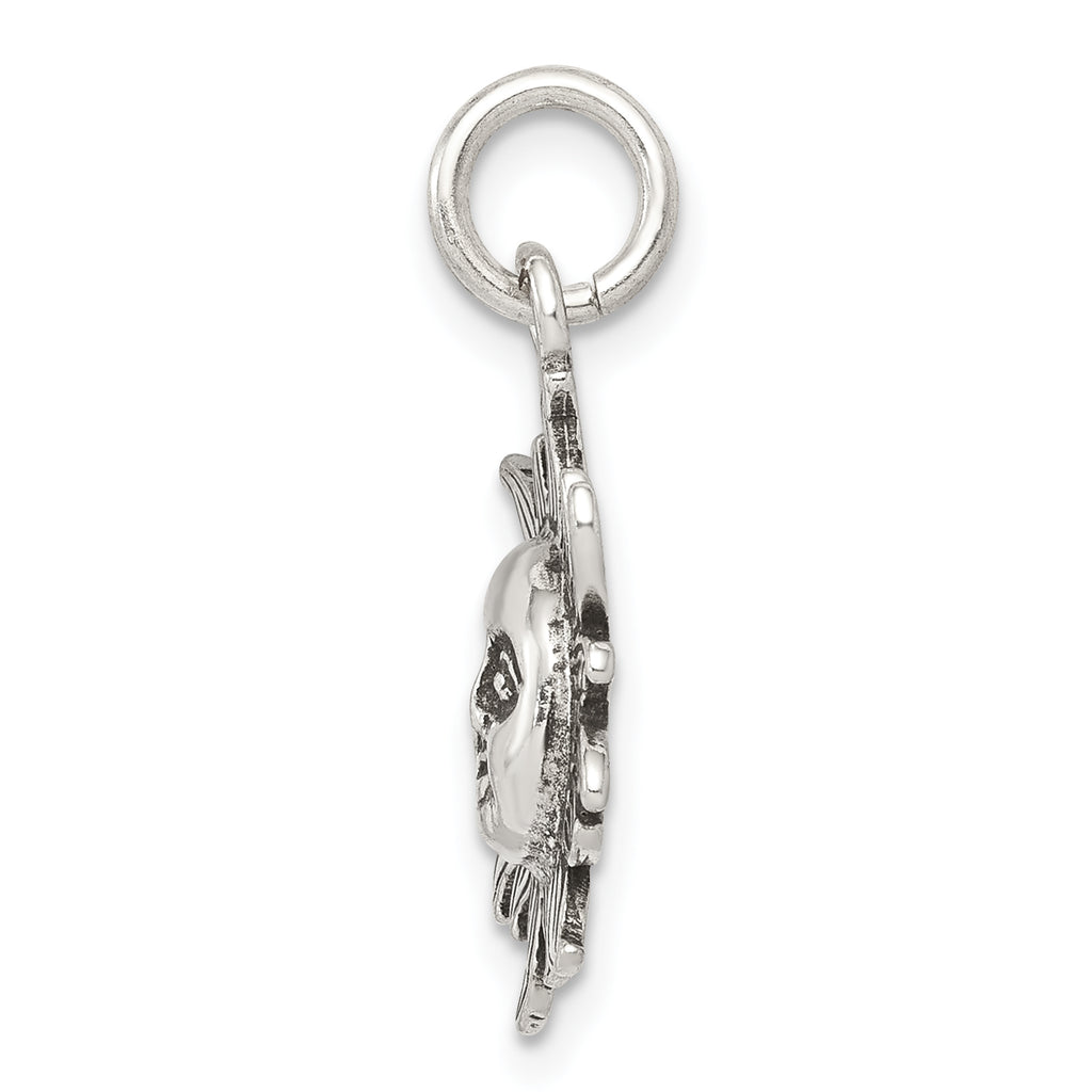 Antiqued 925 Sterling Silver Men's Sun Charm Pendant Vintage Style