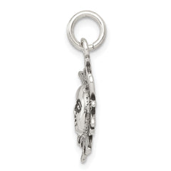 Antiqued 925 Sterling Silver Men's Sun Charm Pendant Vintage Style
