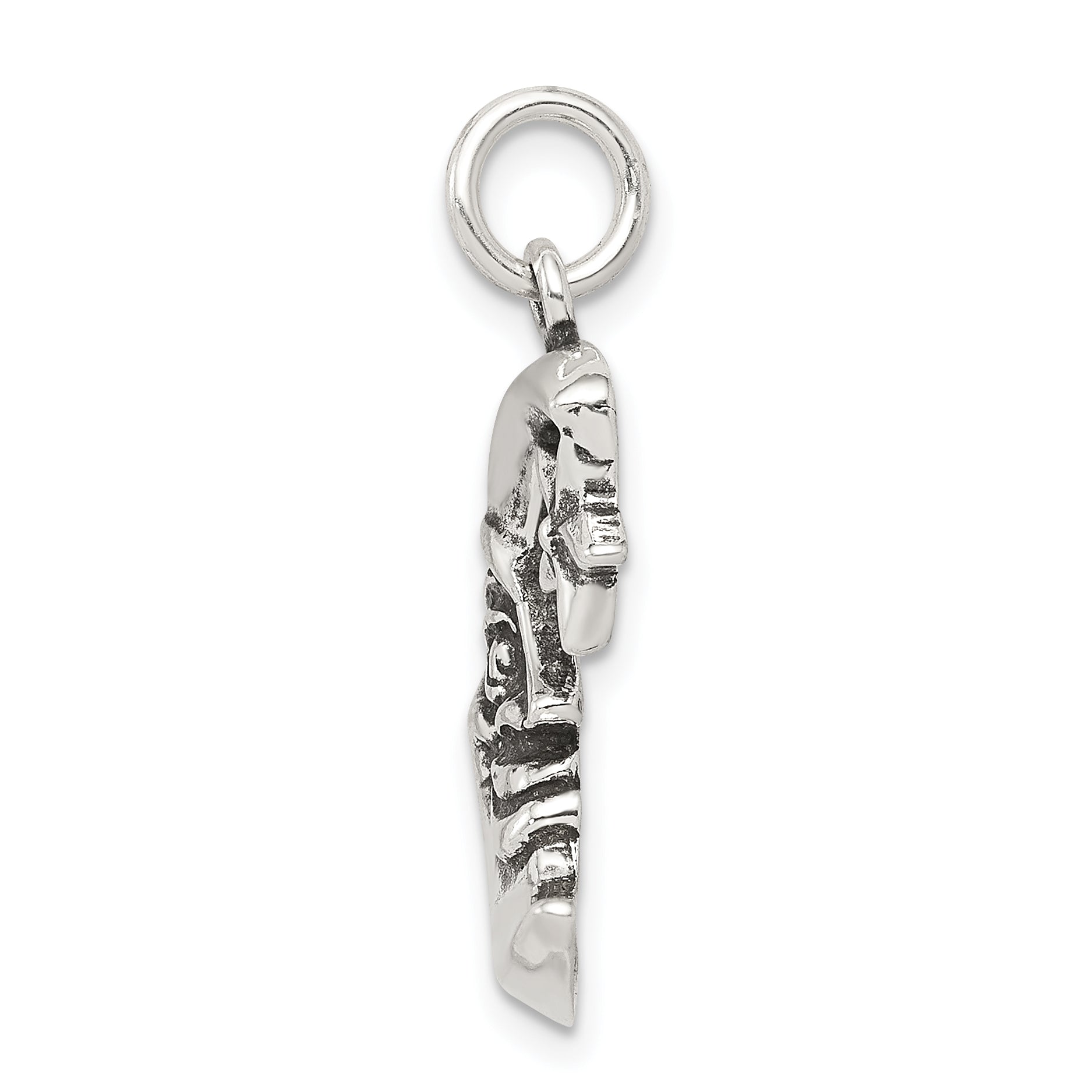 Sterling Silver 925 Men's Moon Charm Pendant Solid Antiqued Design