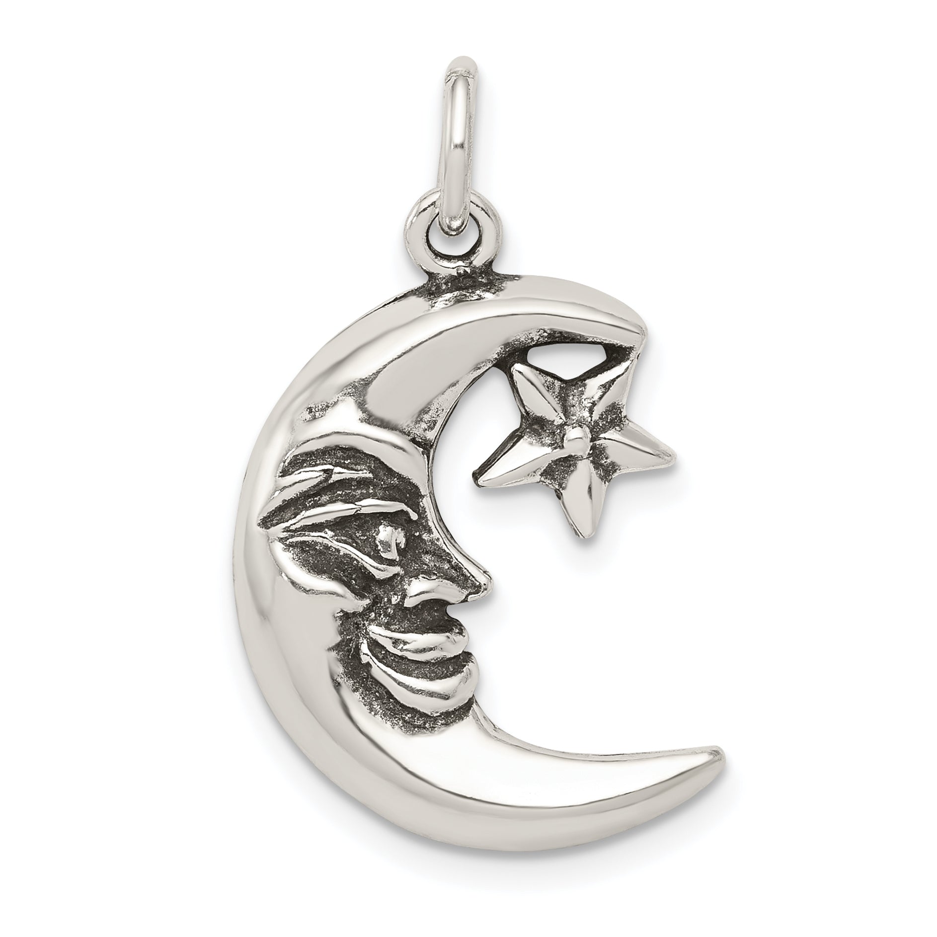 Sterling Silver Antiqued Moon Charm Main image