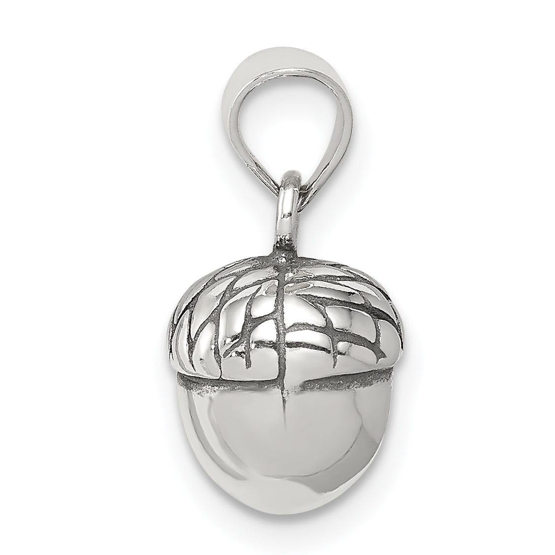 Sophia Jewelers Sterling Silver Acorn Pendant with Antiqued Vintage Charm Secondary image
