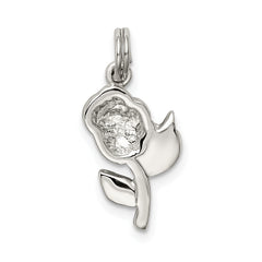 Sterling Silver Enamel Rose Charm with Rhodium Plating Elegant and Themed