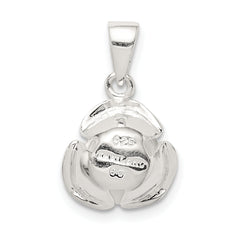 Sophia Jewelers Sterling Silver Rose Pendant Elegant Cast Design