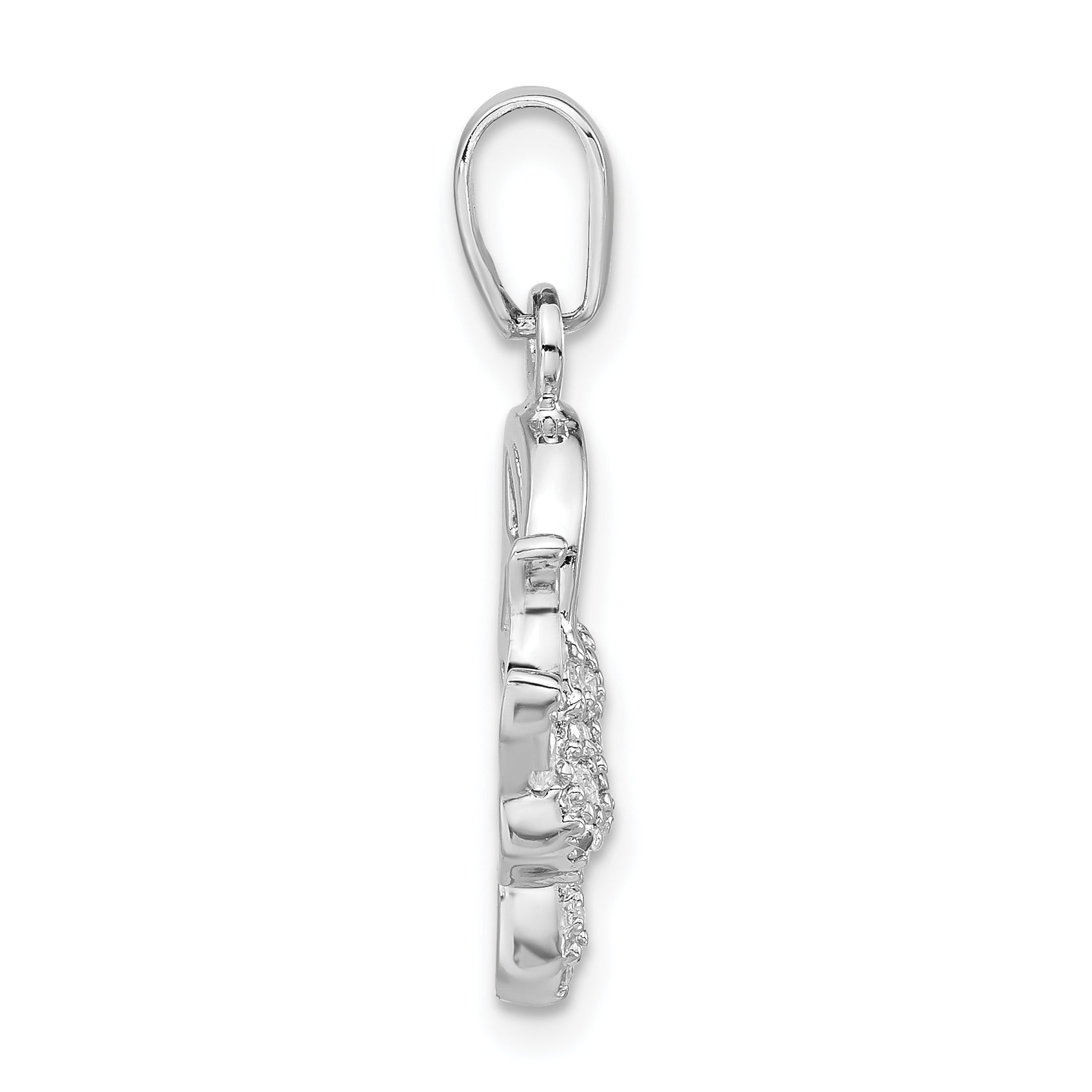 Sophia Jewelers 925 Sterling Silver CZ Butterfly Pendant Rhodium Plated Polished Finish for Women