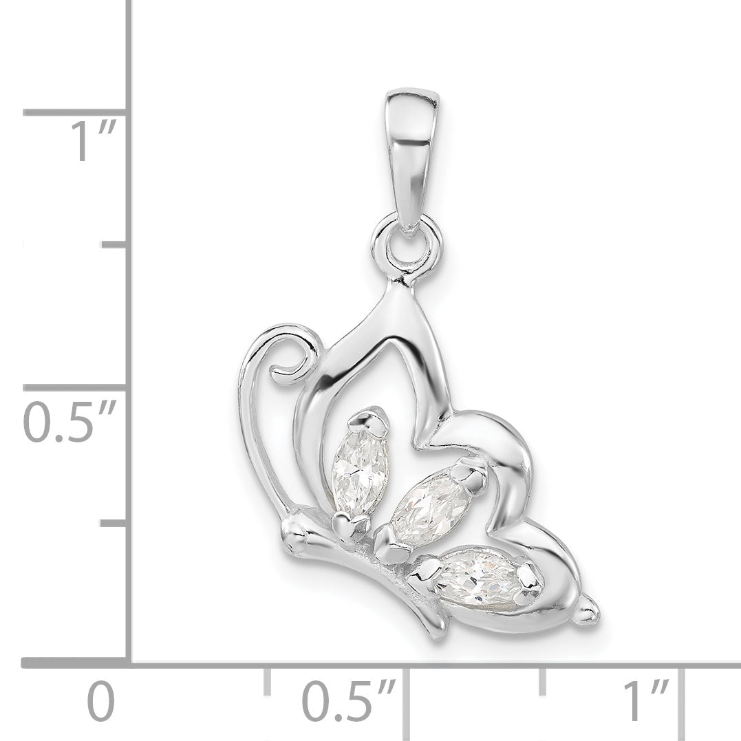 Sophia Jewelers 925 Sterling Silver CZ Butterfly Pendant Polished Elegance