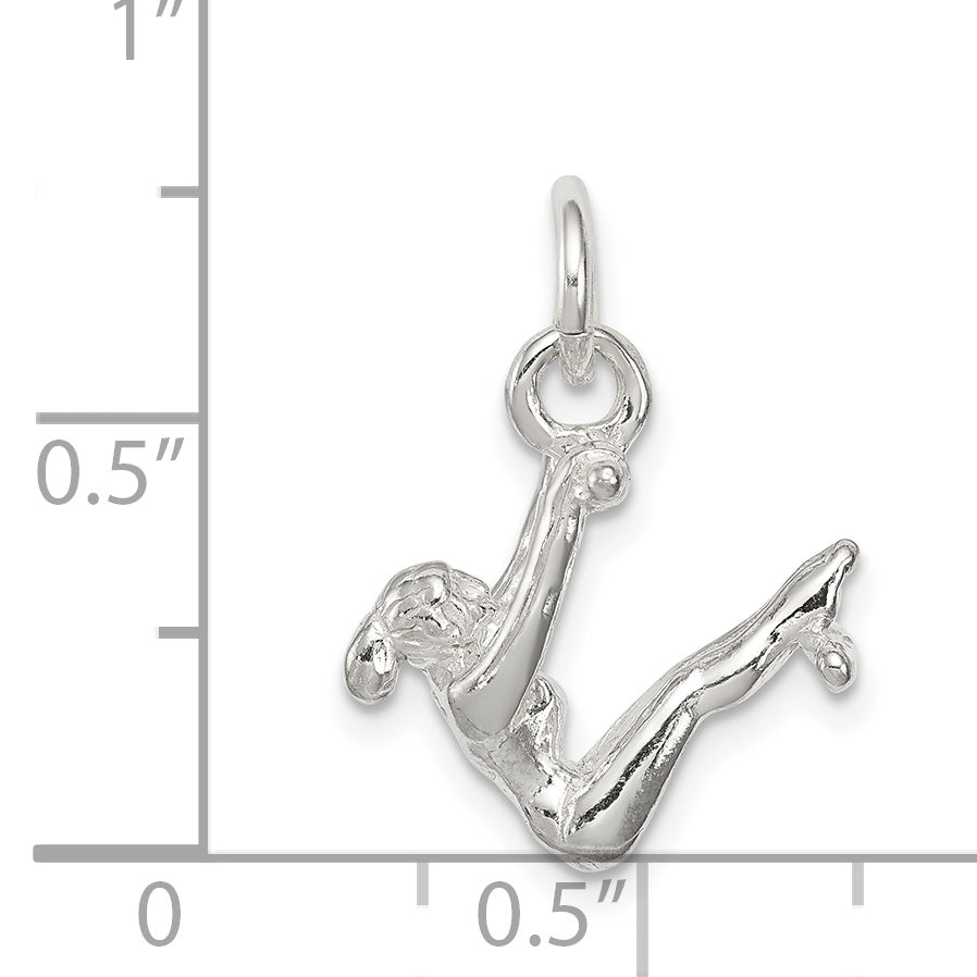 Sterling Silver 925 Gymnast Charm with Polished 3D Design