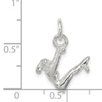 Sterling Silver 925 Gymnast Charm with Polished 3D Design