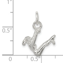 Sterling Silver 925 Gymnast Charm with Polished 3D Design