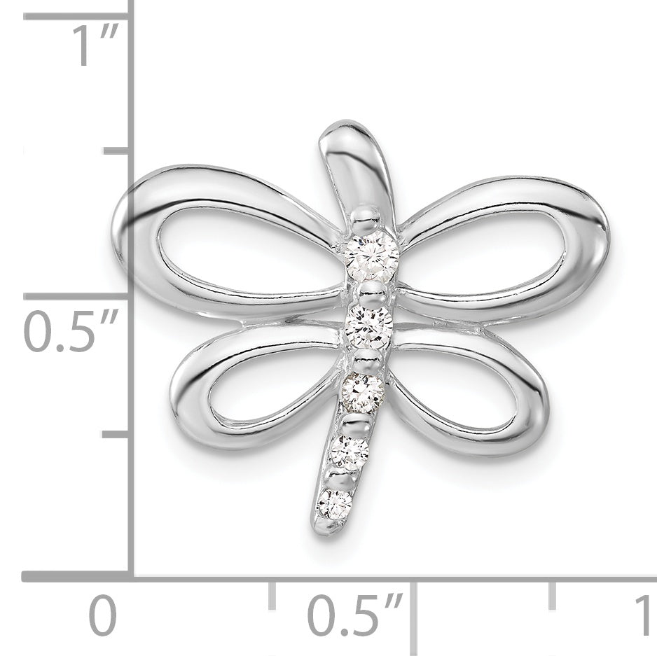 Sterling Silver CZ Dragonfly Pendant with Polished Finish for Women