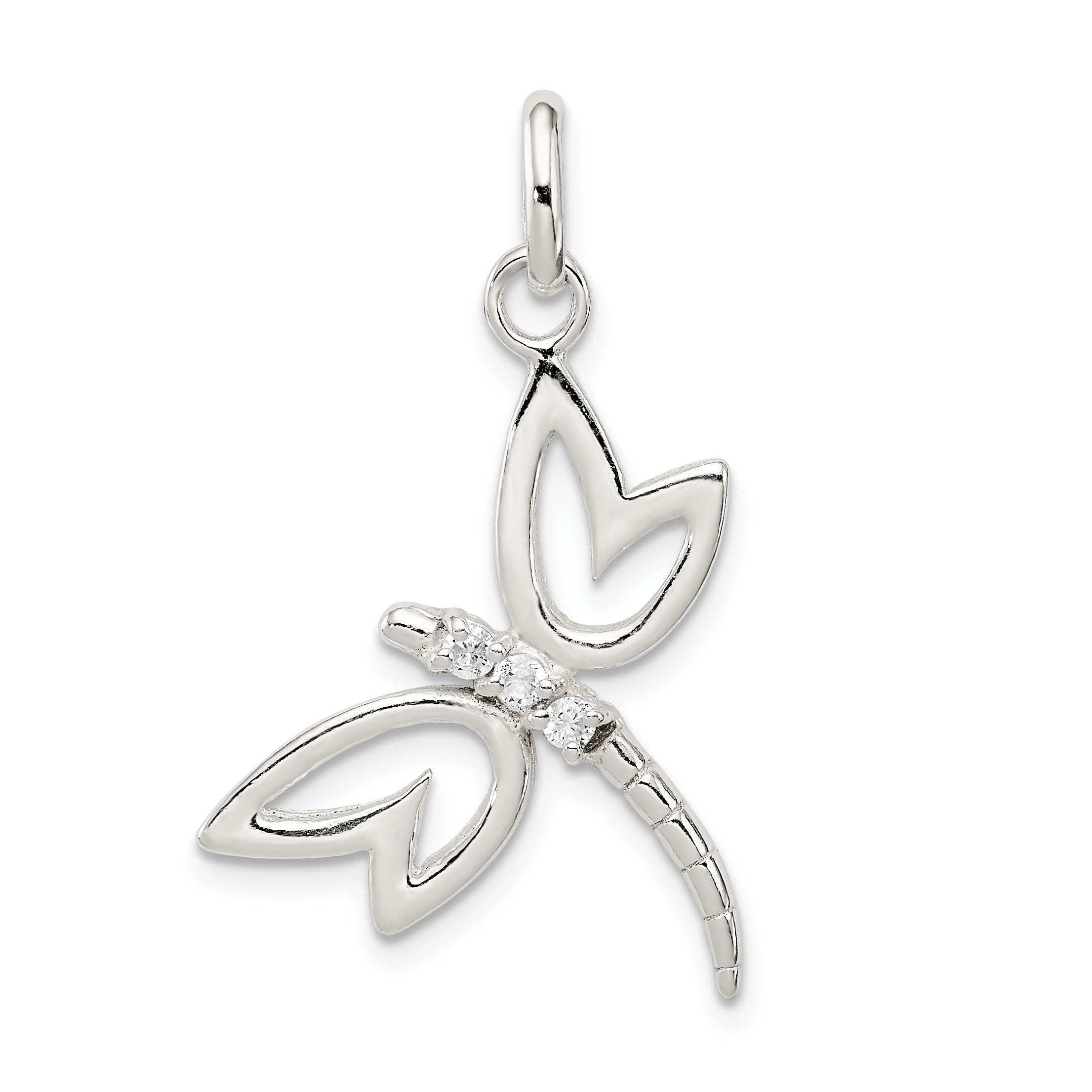 Sterling Silver With CZ Dragonfly Pendant Main image