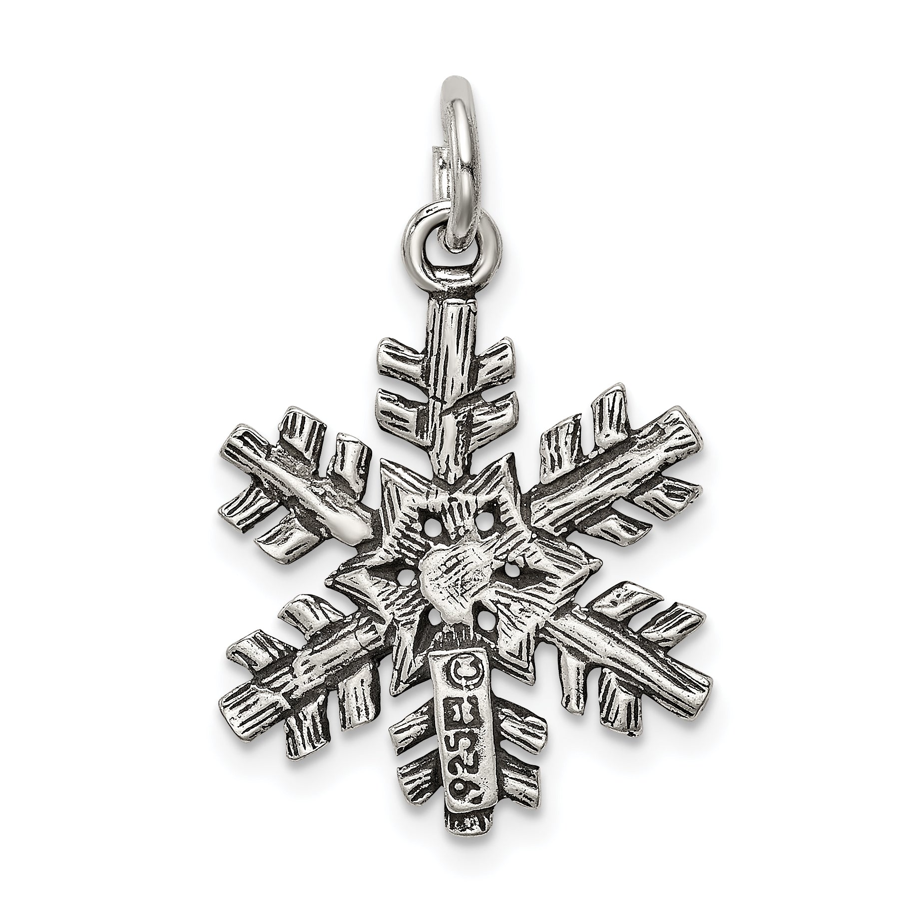 Sterling Silver 925 Snowflake Charm with Antique Finish Elegant Winter Theme
