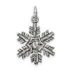 Sterling Silver 925 Snowflake Charm with Antique Finish Elegant Winter Theme