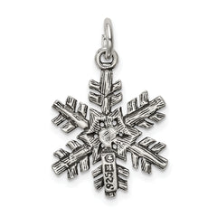Sterling Silver 925 Snowflake Charm with Antique Finish Elegant Winter Theme
