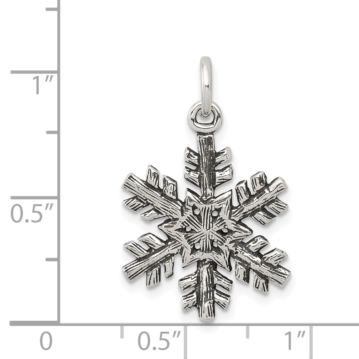 Sterling Silver 925 Snowflake Charm with Antique Finish Elegant Winter Theme