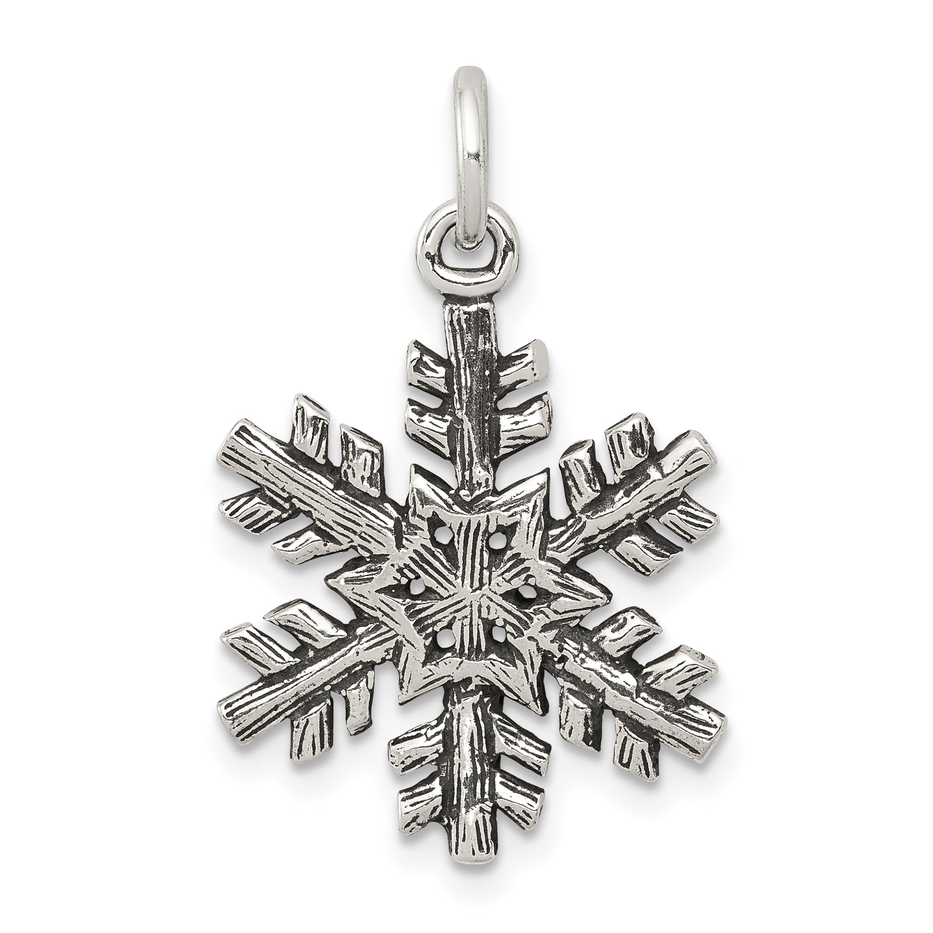 Sterling Silver Antiqued Snow Flake Charm Main image