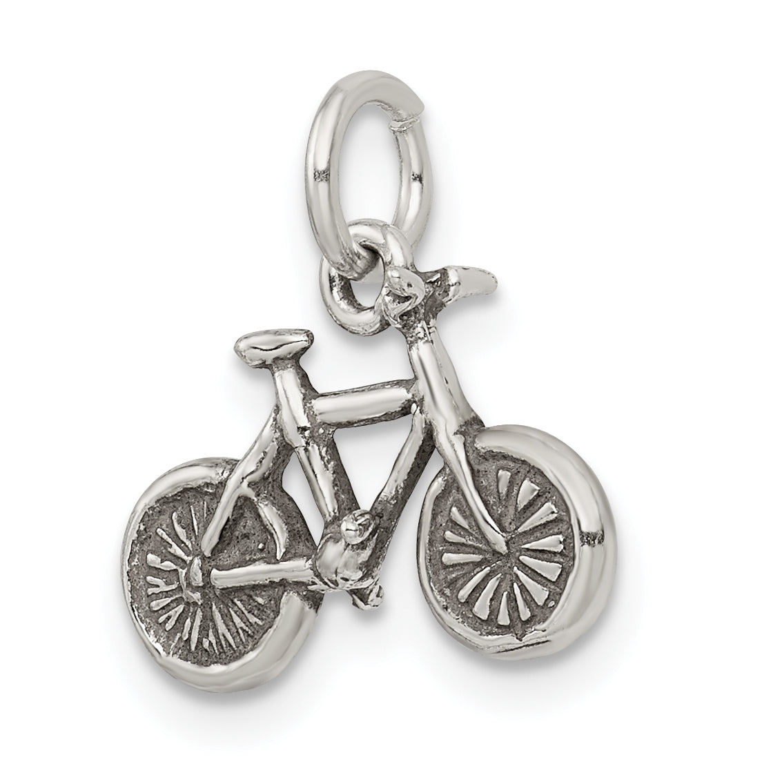 Sterling Silver 3D Antiqued Bicycle Charm for Men Vintage Style