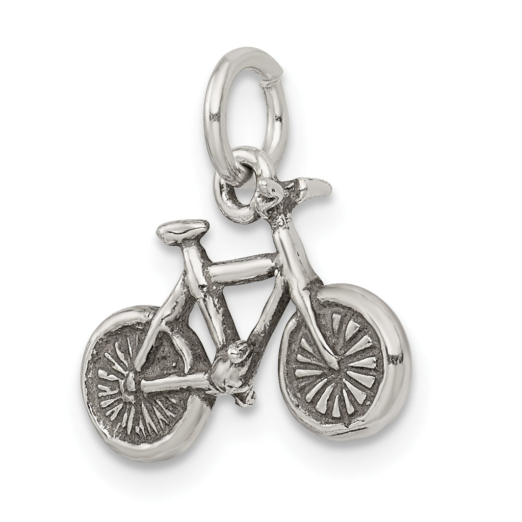 Sterling Silver 3D Antiqued Bicycle Charm for Men Vintage Style