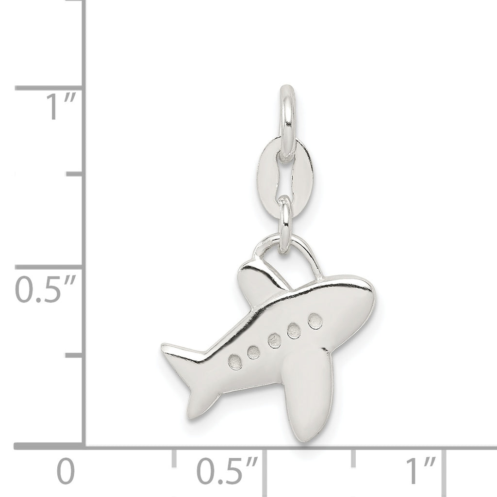 Sterling Silver 925 Airplane Charm with Polished Anti-Tarnish Finish